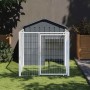 Caseta perros con corral acero galvanizado gris 117x201x123 cm en Casetas para perros | Comprar online en Foru.es