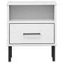 Mesita de noche patas de metal madera maciza pino blanca OSLO de vidaXL, Mesitas de noche - Ref: Foro24-350972, Precio: 58,77...