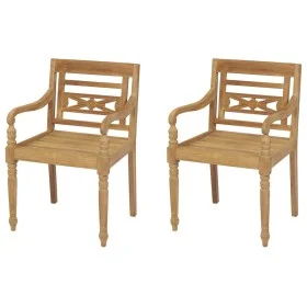 Sillas Batavia 2 unidades madera de teca maciza de vidaXL, Sillas de jardín - Ref: Foro24-43051, Precio: 236,87 €, Descuento: %