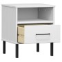 Mesita de noche patas de metal madera maciza pino blanca OSLO de vidaXL, Mesitas de noche - Ref: Foro24-350972, Precio: 58,77...