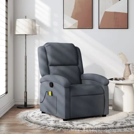 Sillón de masaje reclinable de terciopelo gris oscuro de , Sillones - Ref: Foro24-371809, Precio: 248,63 €, Descuento: %
