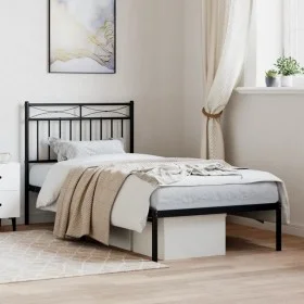 Bettgestell mit schwarzem Metallkopfteil 90x200 cm von , Betten und Lattenroste - Ref: Foro24-373684, Preis: 65,84 €, Rabatt: %