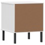 Mesita de noche patas de metal madera maciza pino blanca OSLO de vidaXL, Mesitas de noche - Ref: Foro24-350972, Precio: 58,77...