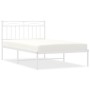 Estructura de cama de metal con cabecero blanco 107x203 cm de , Camas y somieres - Ref: Foro24-373736, Precio: 69,84 €, Descu...