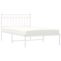 Estructura de cama de metal con cabecero blanco 107x203 cm de , Camas y somieres - Ref: Foro24-373736, Precio: 69,84 €, Descu...