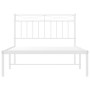 Estructura de cama de metal con cabecero blanco 107x203 cm de , Camas y somieres - Ref: Foro24-373736, Precio: 69,84 €, Descu...
