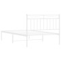 Estructura de cama de metal con cabecero blanco 107x203 cm de , Camas y somieres - Ref: Foro24-373736, Precio: 69,84 €, Descu...