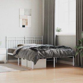 Estructura de cama con cabecero metal blanca 140x200 cm de , Camas y somieres - Ref: Foro24-373741, Precio: 102,68 €, Descuen...