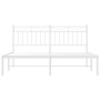 Estructura de cama con cabecero metal blanca 160x200 cm de , Camas y somieres - Ref: Foro24-373743, Precio: 104,99 €, Descuen...