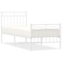Estructura cama metal con cabecero y pie cama blanca 75x190 cm de , Camas y somieres - Ref: Foro24-373748, Precio: 69,73 €, D...