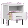 Mesita de noche patas de metal madera maciza pino blanca OSLO de vidaXL, Mesitas de noche - Ref: Foro24-350972, Precio: 58,77...