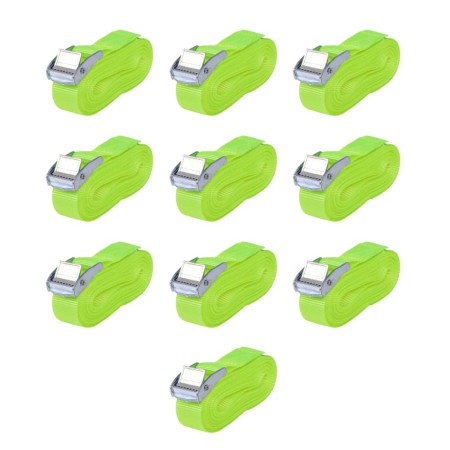 Correas 10 unidades verde fluorescente 0,25 T 5 mx 25 mm de vidaXL, Correas de amarre - Ref: Foro24-142664, Precio: 31,58 €, ...