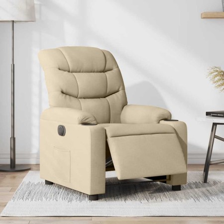 Sillón reclinable eléctrico de tela crema en Sillones | Comprar online en Foru.es