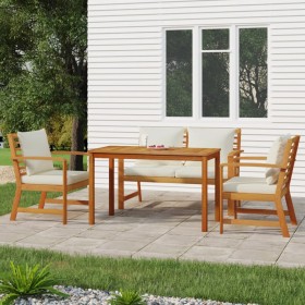Juego comedor de jardín 4 pzas con cojines madera maciza acacia de , Conjuntos de jardín - Ref: Foro24-3154978, Precio: 505,0...