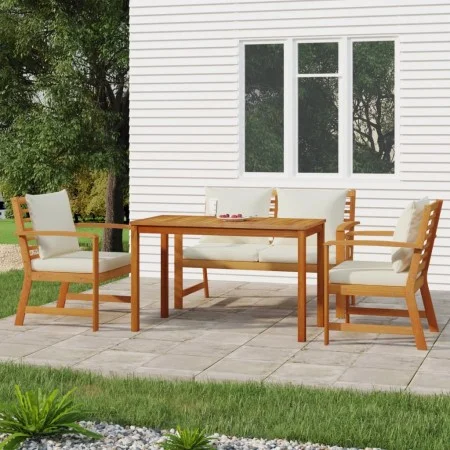 Juego comedor de jardín 4 pzas con cojines madera maciza acacia de , Conjuntos de jardín - Ref: Foro24-3154978, Precio: 496,6...