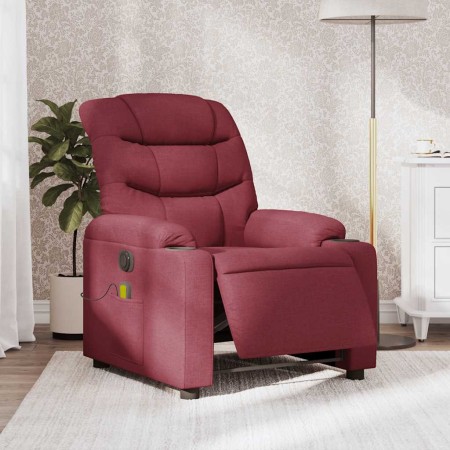 Sillón de masaje reclinable eléctrico tela rojo tinto en Sillones | Comprar online en Foru.es