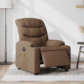 Sillón reclinable de masaje eléctrico tela marrón en Sillones | Comprar online en Foru.es