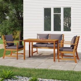 Juego comedor de jardín 4 pzas con cojines madera maciza acacia de , Conjuntos de jardín - Ref: Foro24-3154979, Precio: 483,9...