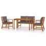 Juego comedor de jardín 4 pzas con cojines madera maciza acacia de , Conjuntos de jardín - Ref: Foro24-3154979, Precio: 478,8...