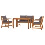 Juego comedor de jardín 4 pzas con cojines madera maciza acacia de , Conjuntos de jardín - Ref: Foro24-3154979, Precio: 478,8...
