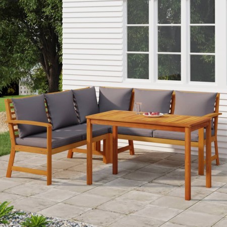 Juego comedor de jardín 4 pzas con cojines madera maciza acacia de , Conjuntos de jardín - Ref: Foro24-3154963, Precio: 574,4...