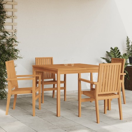 Juego de comedor para jardín 5 piezas madera maciza de teca de , Conjuntos de jardín - Ref: Foro24-3157912, Precio: 808,32 €,...