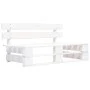 Central sofa made of white impregnated pine wood garden pallets by , Modular outdoor sofas - Ref: Foro24-3066497, Price: 124,...