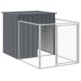 Caseta perros con corral acero galvanizado gris 110x201x110 cm en Casetas para perros | Comprar online en Foru.es