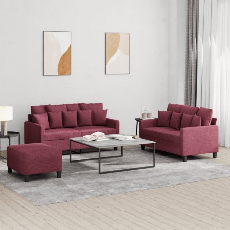 Juego de sofás con cojines 3 piezas tela rojo tinto de , Sofás - Ref: Foro24-3201662, Precio: 412,43 €, Descuento: %
