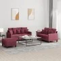Juego de sofás con cojines 3 piezas tela rojo tinto de , Sofás - Ref: Foro24-3201662, Precio: 407,17 €, Descuento: %