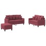 Juego de sofás con cojines 3 piezas tela rojo tinto de , Sofás - Ref: Foro24-3201662, Precio: 412,43 €, Descuento: %
