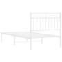 Estructura de cama de metal con cabecero blanco 90x200 cm de , Camas y somieres - Ref: Foro24-373733, Precio: 74,00 €, Descue...