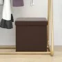Taburete con almacenaje plegable marrón PVC de , Taburetes y sillas plegables - Ref: Foro24-338781, Precio: 25,12 €, Descuent...