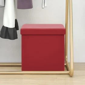 Taburete con almacenaje plegable rojo vino tinto PVC de , Taburetes y sillas plegables - Ref: Foro24-338783, Precio: 25,26 €,...