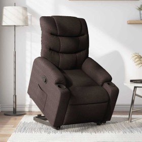 Sillón reclinable elevable tela marrón oscuro en Sillones | Comprar online en Foru.es