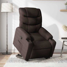 Sillón reclinable elevable tela marrón oscuro en Sillones | Comprar online en Foru.es
