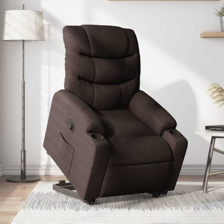 Sillón reclinable elevable tela marrón oscuro en Sillones | Comprar online en Foru.es