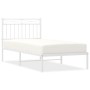 Estructura de cama de metal con cabecero blanco 90x190 cm de , Camas y somieres - Ref: Foro24-373732, Precio: 76,74 €, Descue...