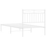 Estructura de cama de metal con cabecero blanco 90x190 cm de , Camas y somieres - Ref: Foro24-373732, Precio: 76,74 €, Descue...