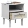 Mesita noche SENJA aspecto ratán madera pino blanco 40x35x48 cm de , Mesitas de noche - Ref: Foro24-358011, Precio: 53,07 €, ...
