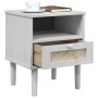 Mesita noche SENJA aspecto ratán madera pino blanco 40x35x48 cm de , Mesitas de noche - Ref: Foro24-358011, Precio: 53,63 €, ...