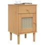 Mesita noche SENJA aspecto ratán madera pino marrón 40x35x65 cm de , Mesitas de noche - Ref: Foro24-358013, Precio: 55,84 €, ...