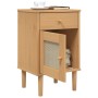 Mesita noche SENJA aspecto ratán madera pino marrón 40x35x65 cm de , Mesitas de noche - Ref: Foro24-358013, Precio: 55,84 €, ...