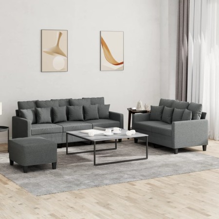 Juego de sofás con cojines 3 piezas tela gris oscuro de , Sofás - Ref: Foro24-3201673, Precio: 522,42 €, Descuento: %