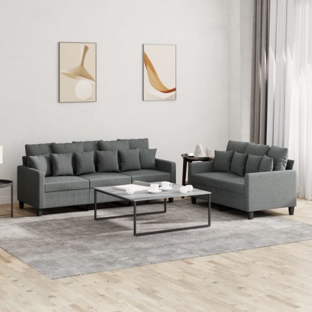 Juego de sofás con cojines 2 piezas tela gris oscuro de , Sofás - Ref: Foro24-3201665, Precio: 475,94 €, Descuento: %