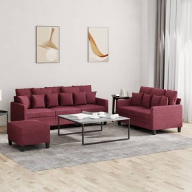 Juego de sofás con cojines 3 piezas tela rojo tinto de , Sofás - Ref: Foro24-3201678, Precio: 485,91 €, Descuento: %