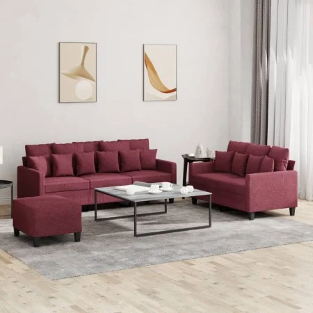 Juego de sofás con cojines 3 piezas tela rojo tinto de , Sofás - Ref: Foro24-3201678, Precio: 455,71 €, Descuento: %