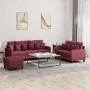 Sofa set with cushions 3 pieces red fabric by , Sofas - Ref: Foro24-3201678, Price: 455,71 €, Discount: %