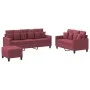 Juego de sofás con cojines 3 piezas tela rojo tinto de , Sofás - Ref: Foro24-3201678, Precio: 455,71 €, Descuento: %
