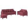Juego de sofás con cojines 3 piezas tela rojo tinto de , Sofás - Ref: Foro24-3201678, Precio: 485,91 €, Descuento: %